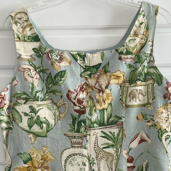 VIRGO Vintage Floral Safari Animal Print Sleeveless Linen Blend Dress Size 14P - Picture 6 of 13